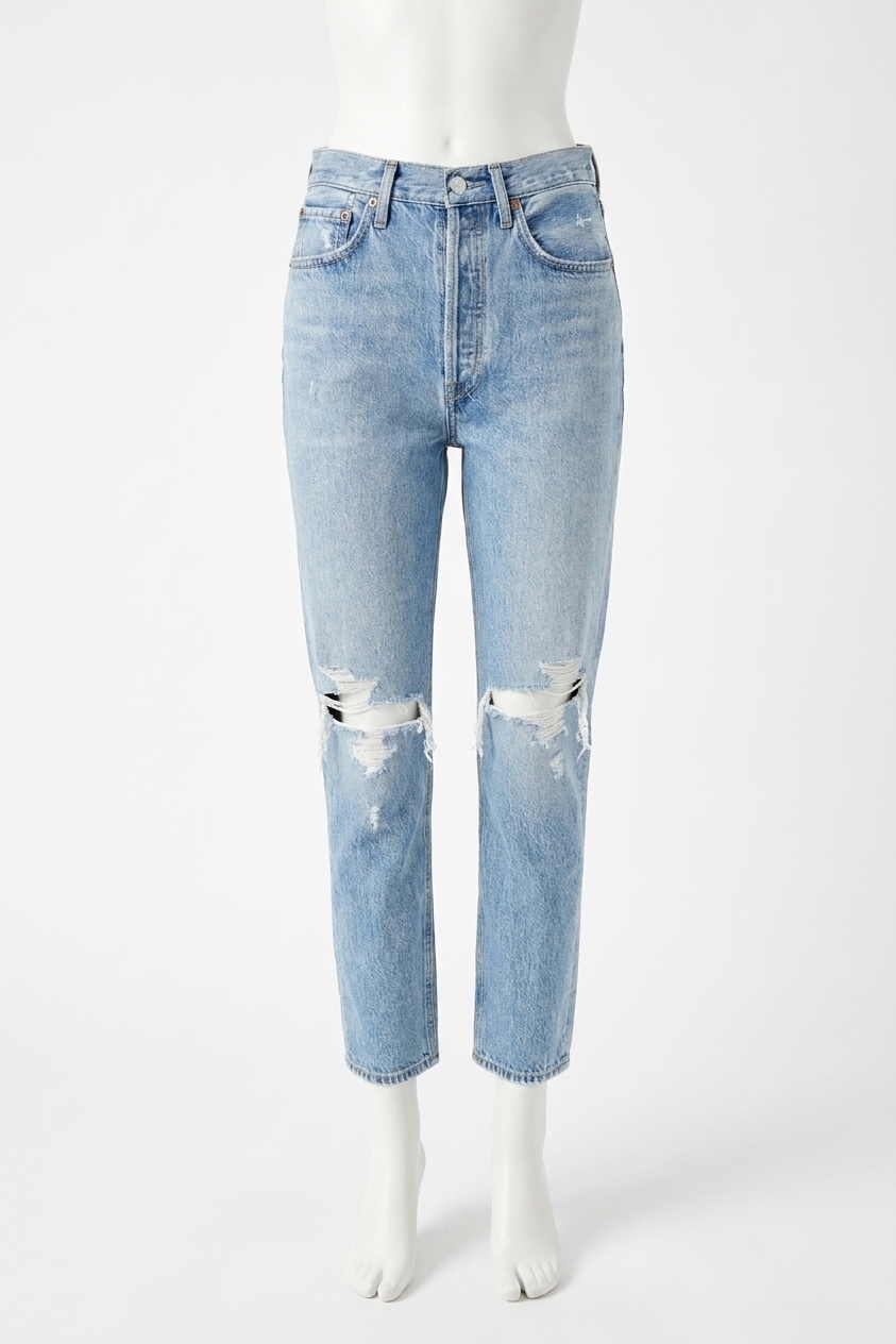 New Agolde Women's Riley High Rise Straight Crop Jean In Blitz